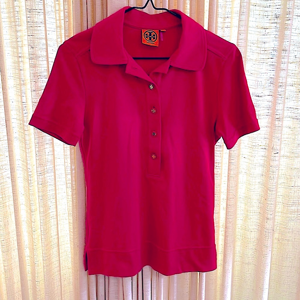 Tory Burch magenta 100% cotton polo shirt XS